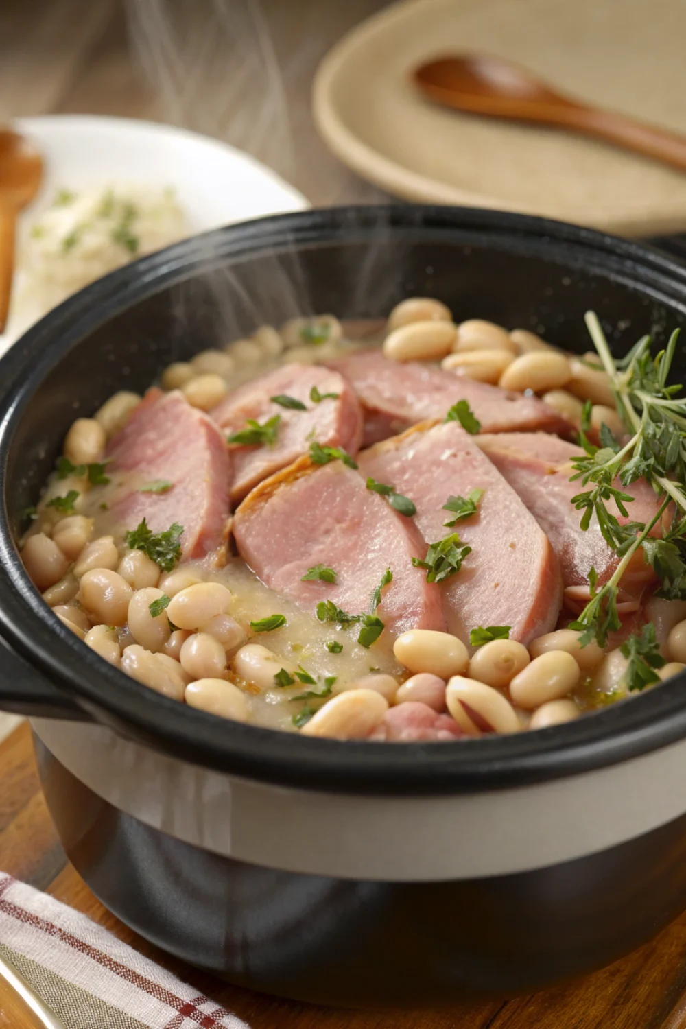 Slow Cooker Ham White Beans