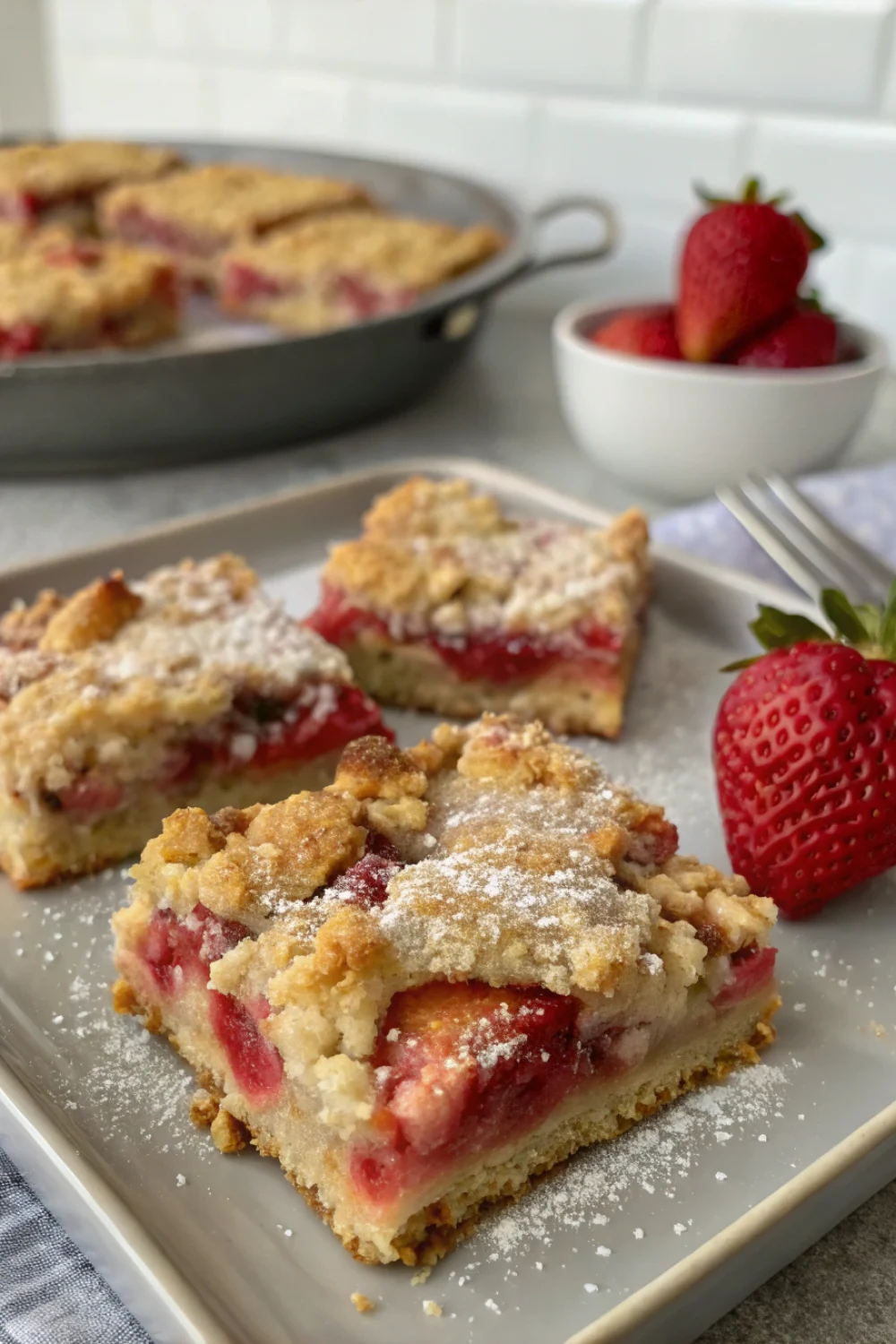 Strawberry Rhubarb Crumble Bars
