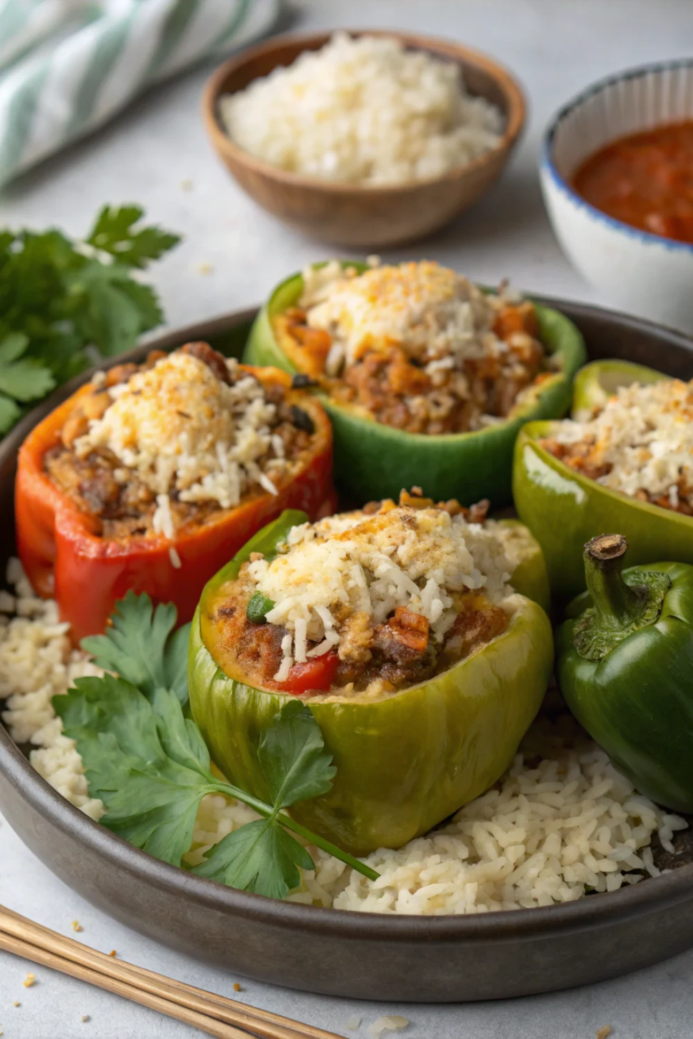 Stuffed Bell Peppers Family Style