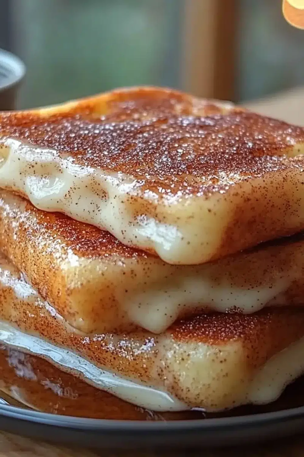 churro stuffed french toast with cinnamon sugar