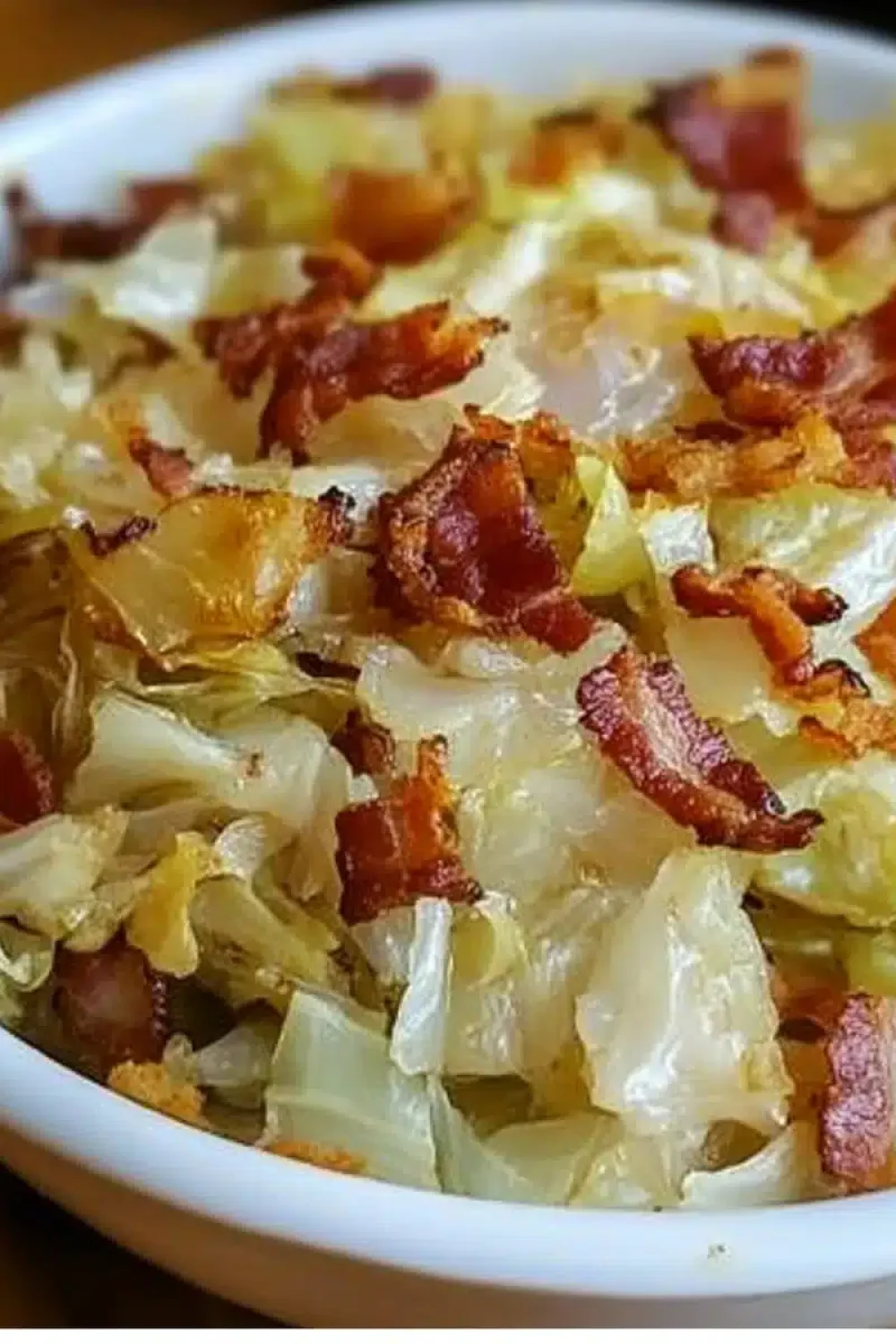 fried cabbage with bacon onion and garlic