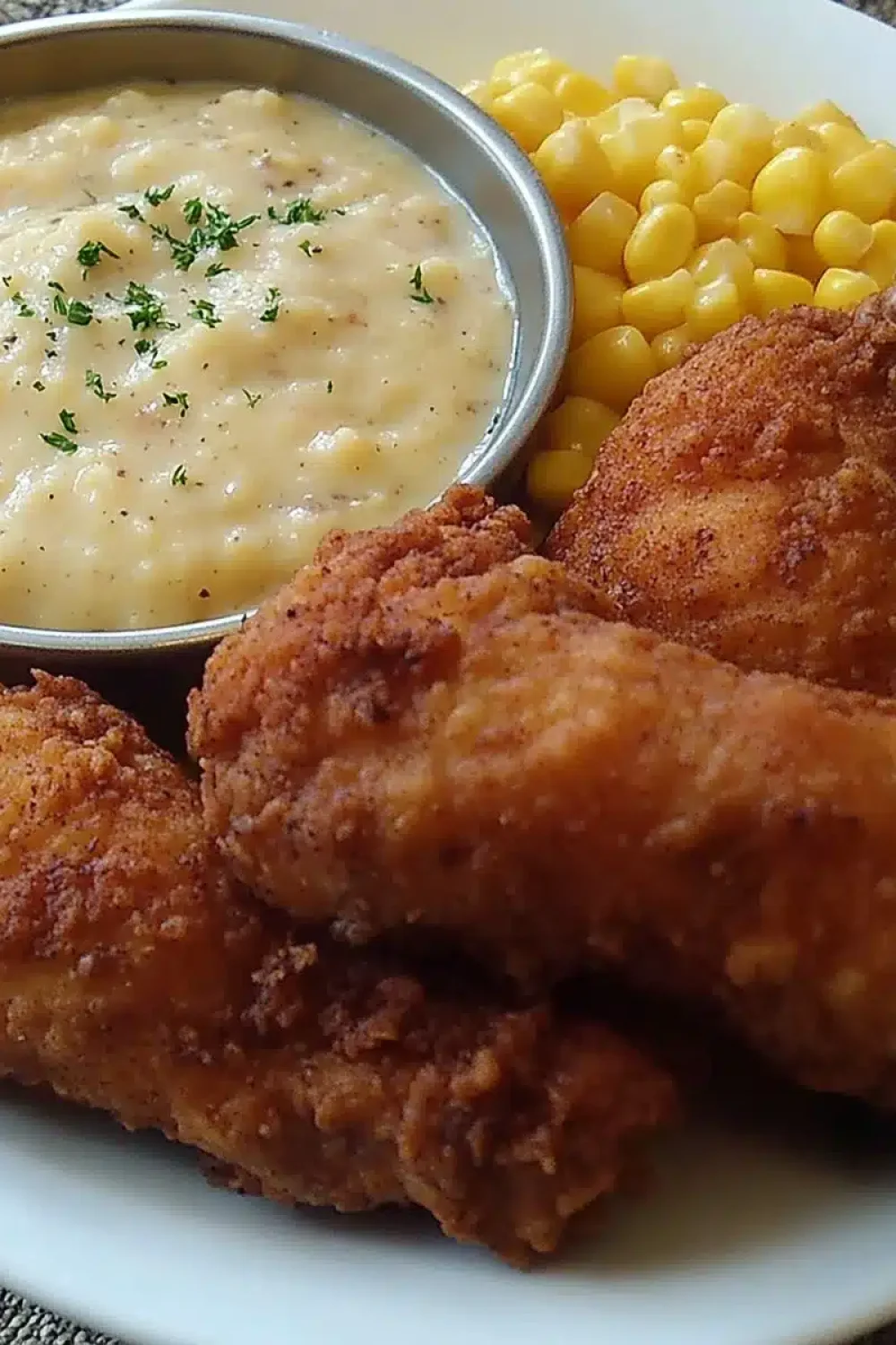 fried chicken with creamy gravy