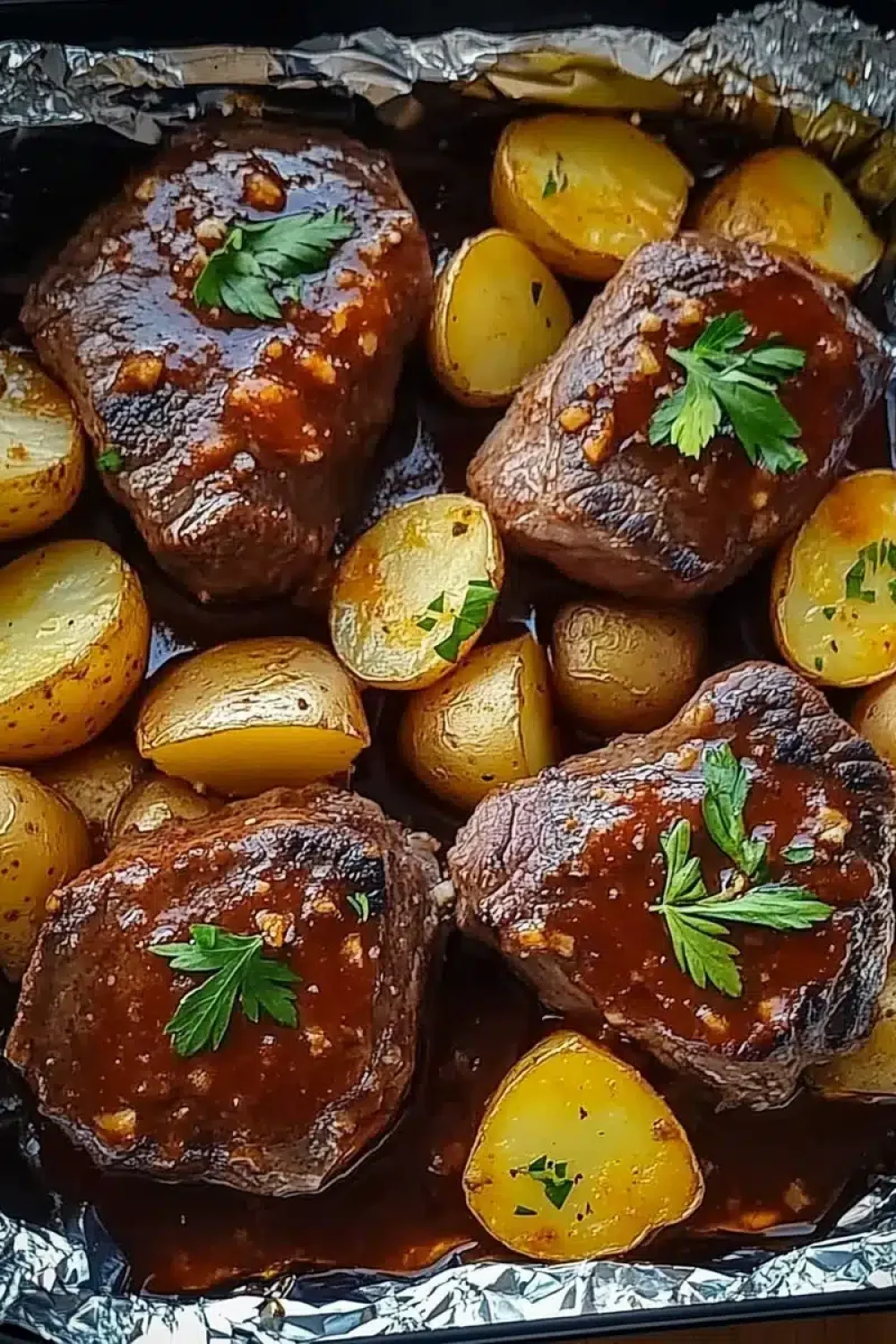 garlic steak potato foil packets