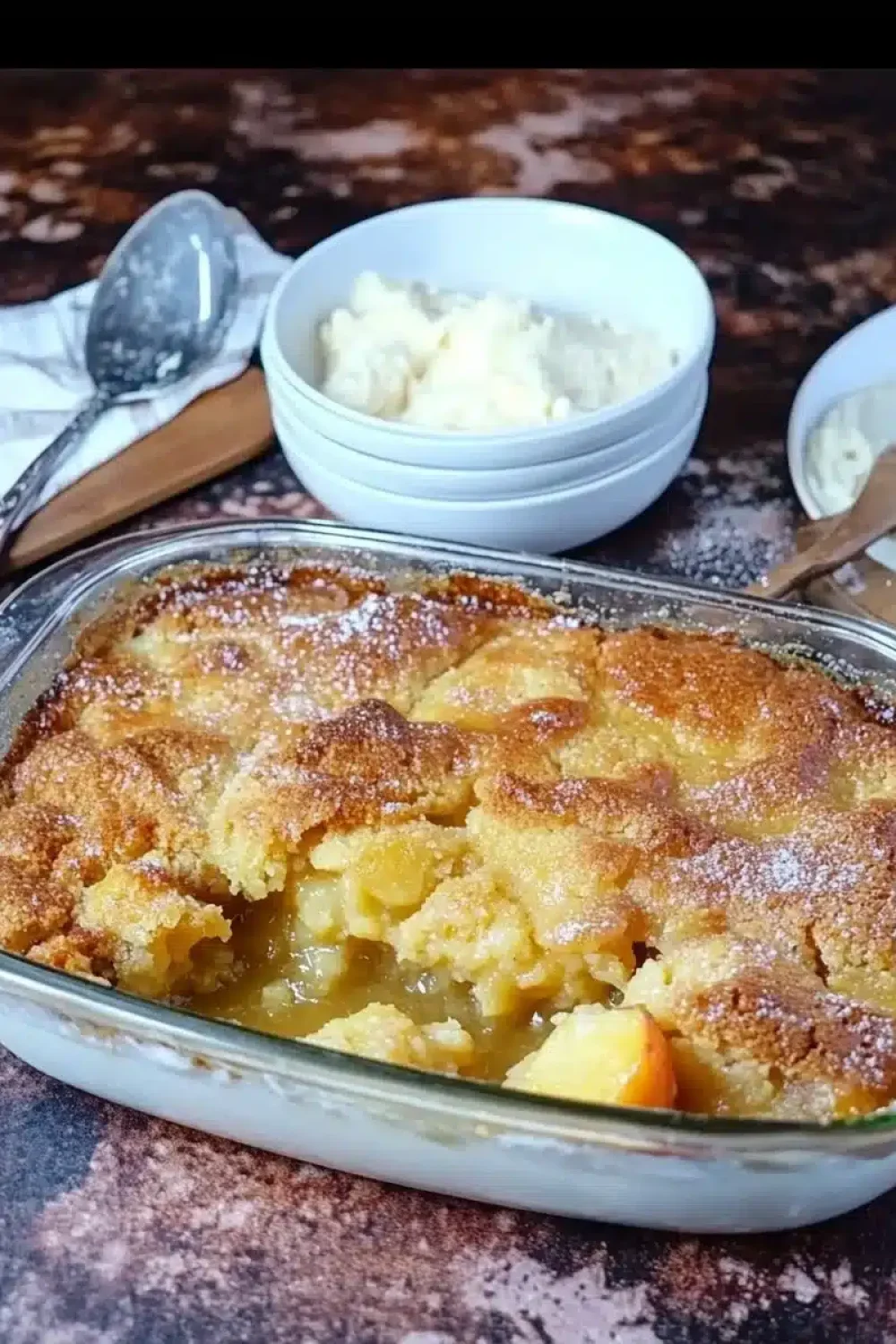 gooey butter peach cobbler