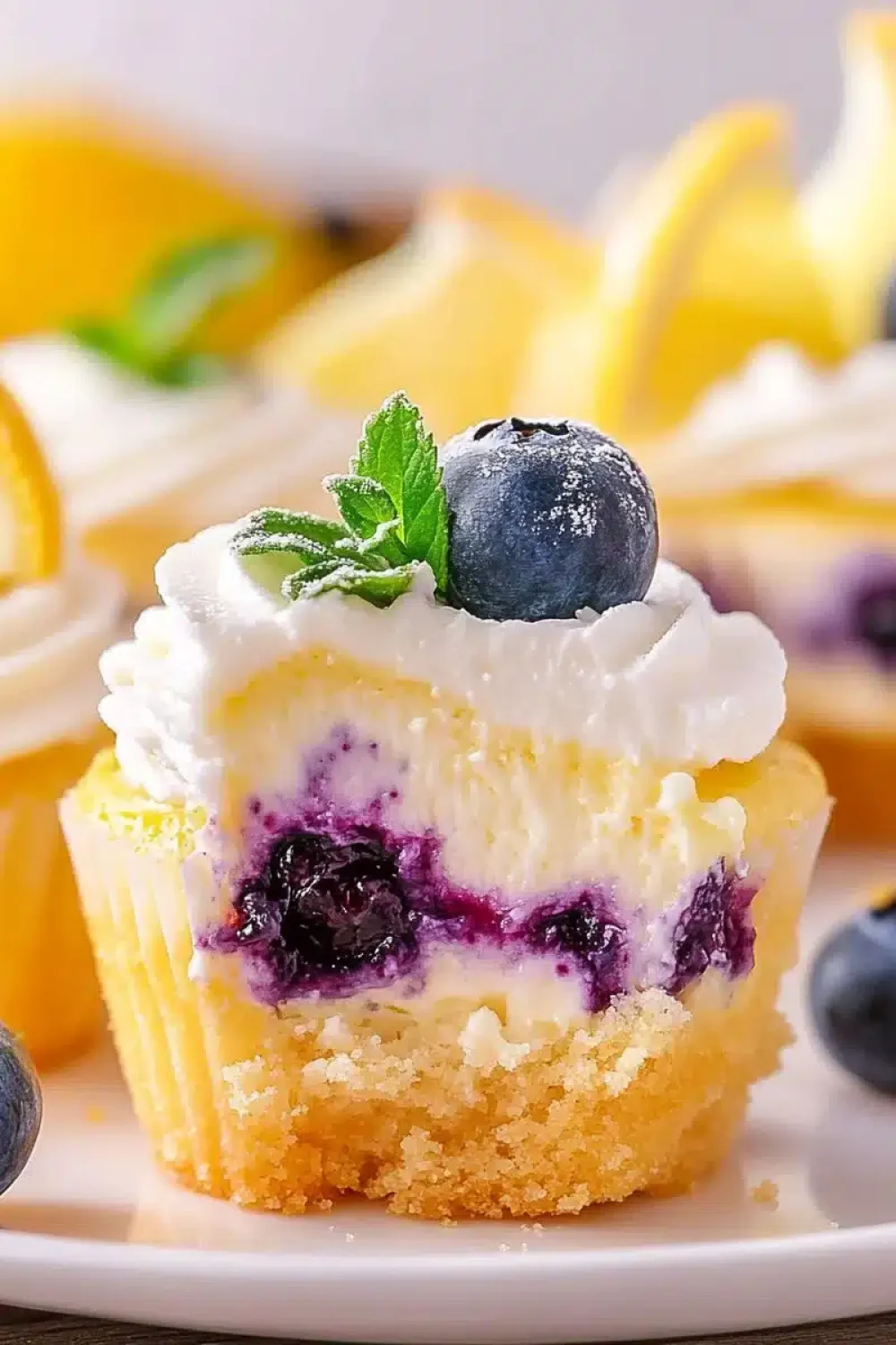 lemon blueberry mini cheesecakes