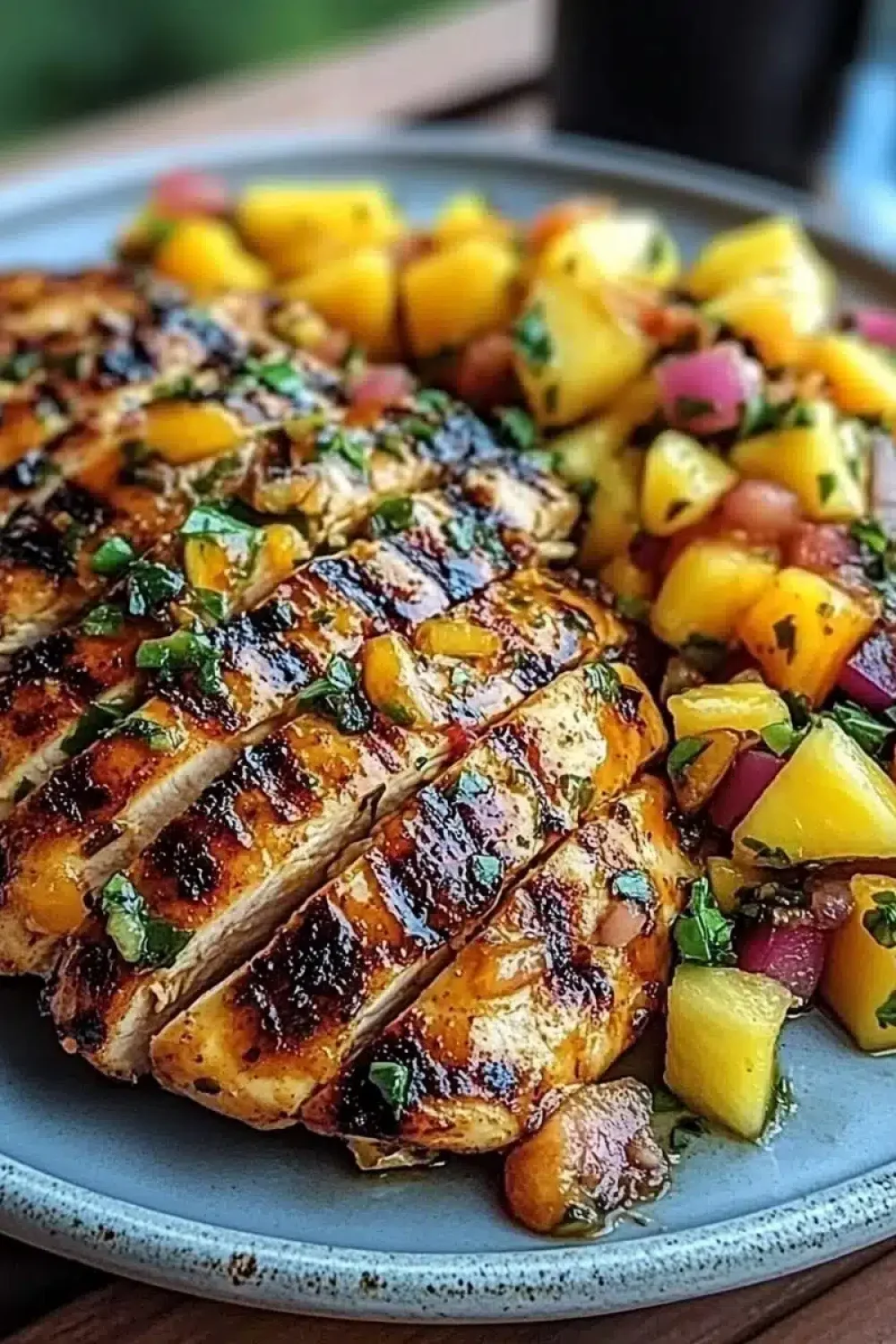 lemon ginger chicken with pineapple mango salsa