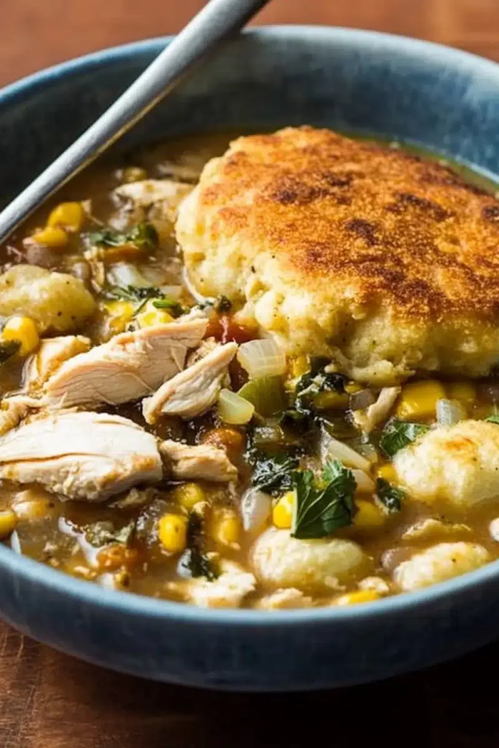 one pot chicken chili with cornmeal dumplings