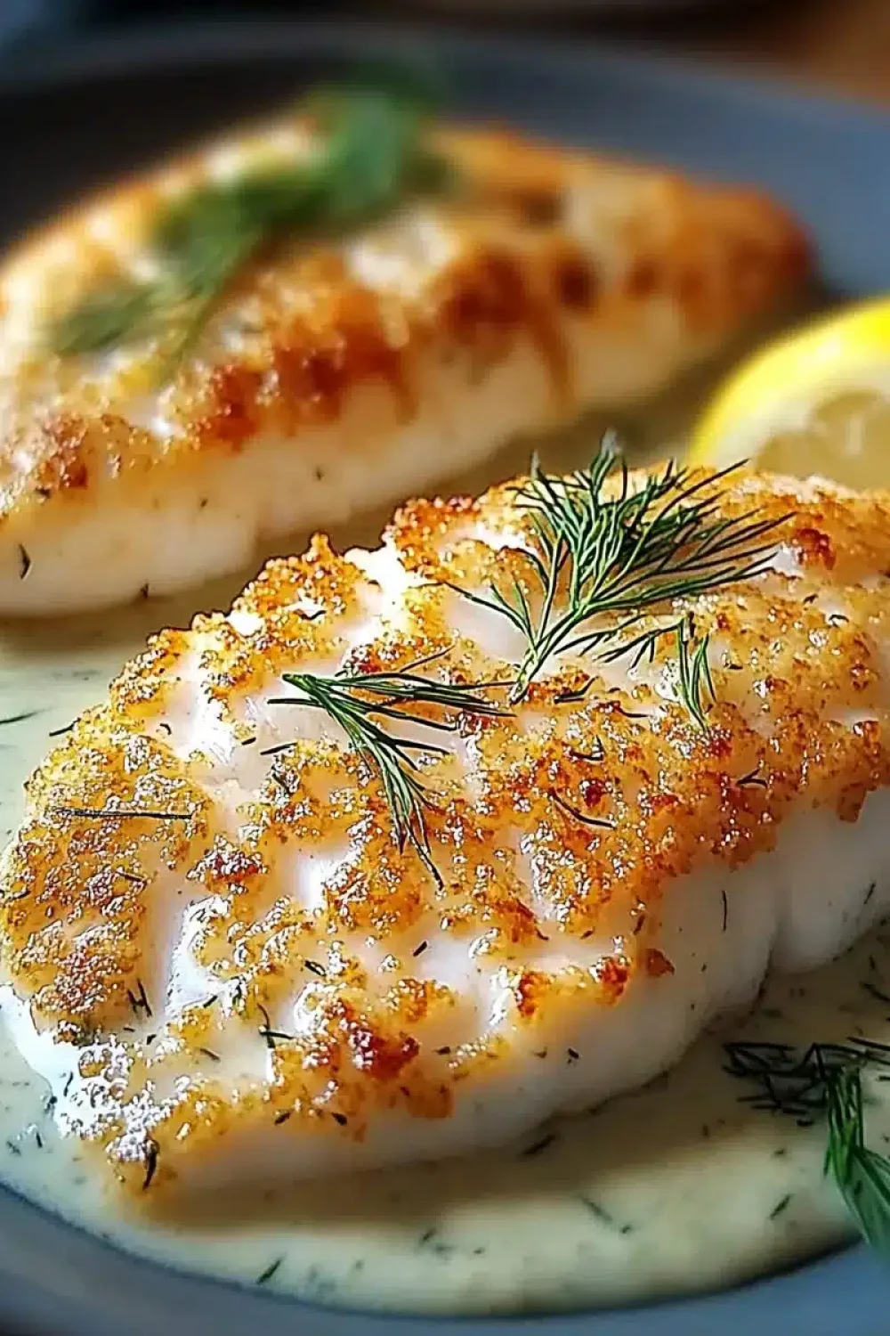 panko crusted fish with lemon dill sauce 1