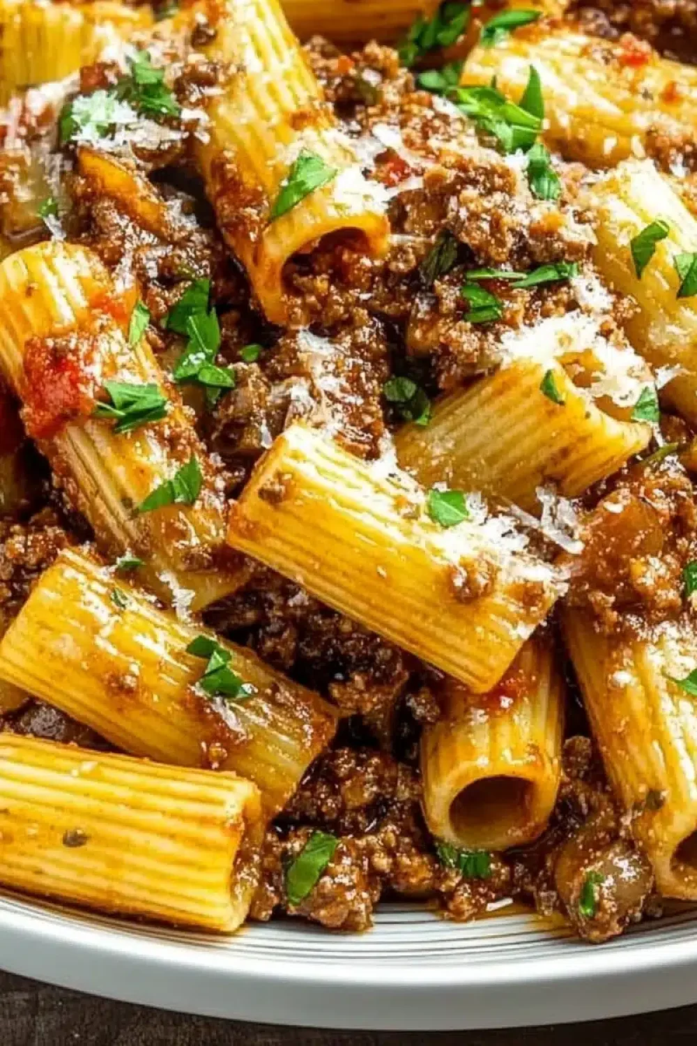 rigatoni with quick mushroom bolognese