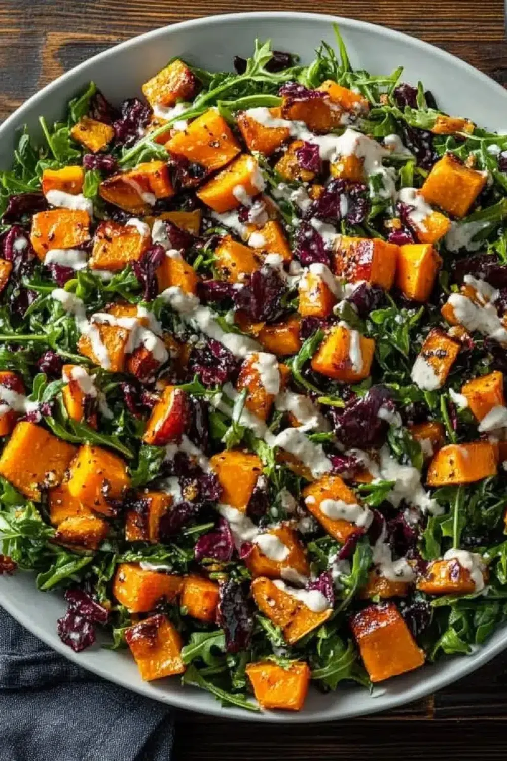 roasted butternut squash salad with creamy tahini