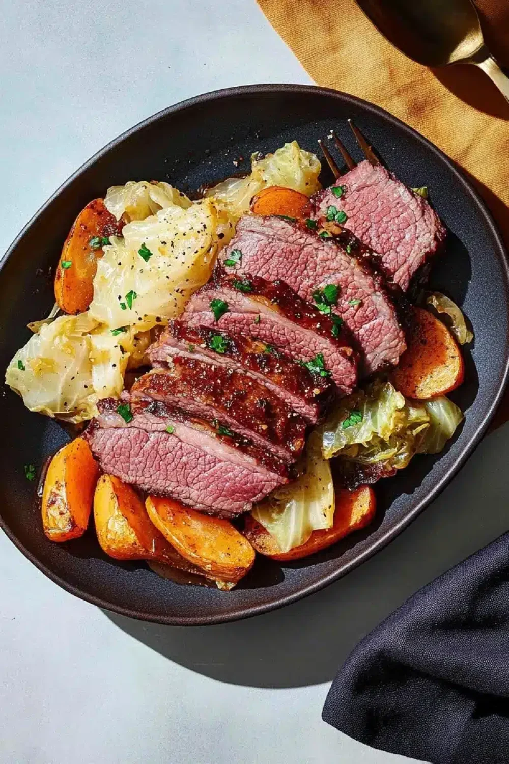 slow cooked corned beef and cabbage