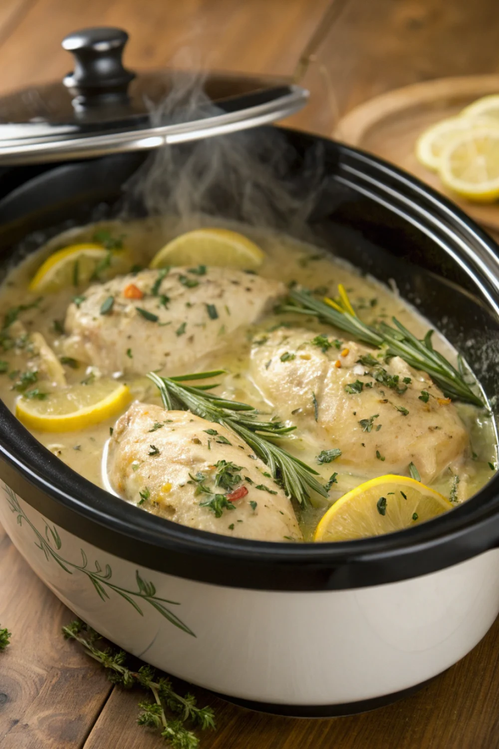 slow cooker creamy lemon herb chicken