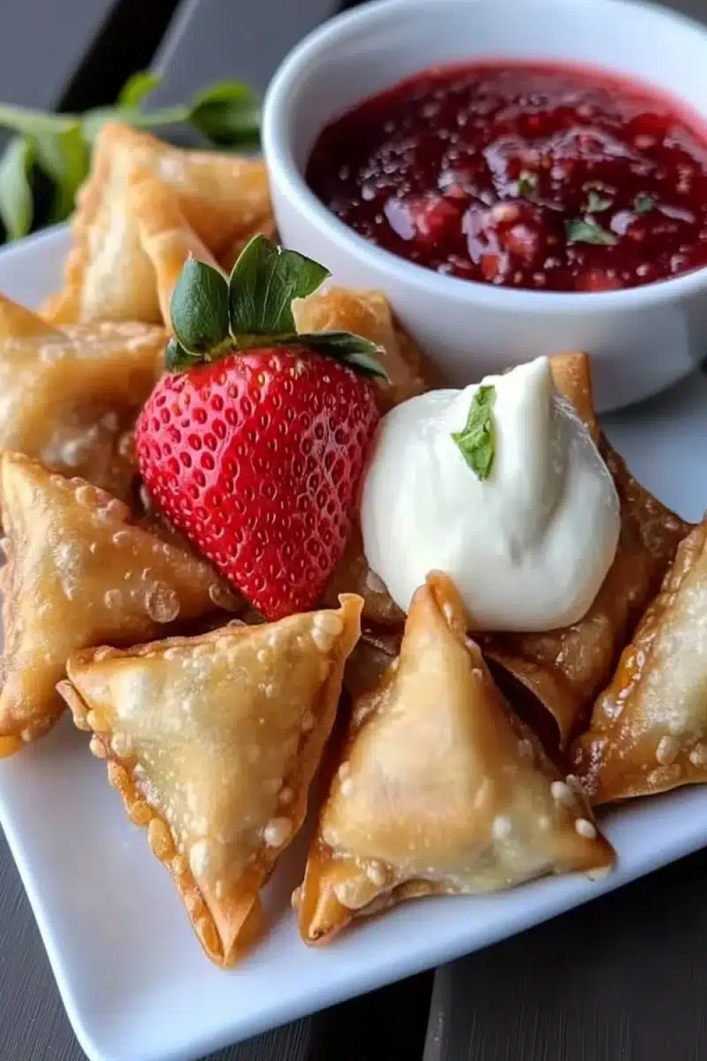 strawberry cream cheese wonton bites