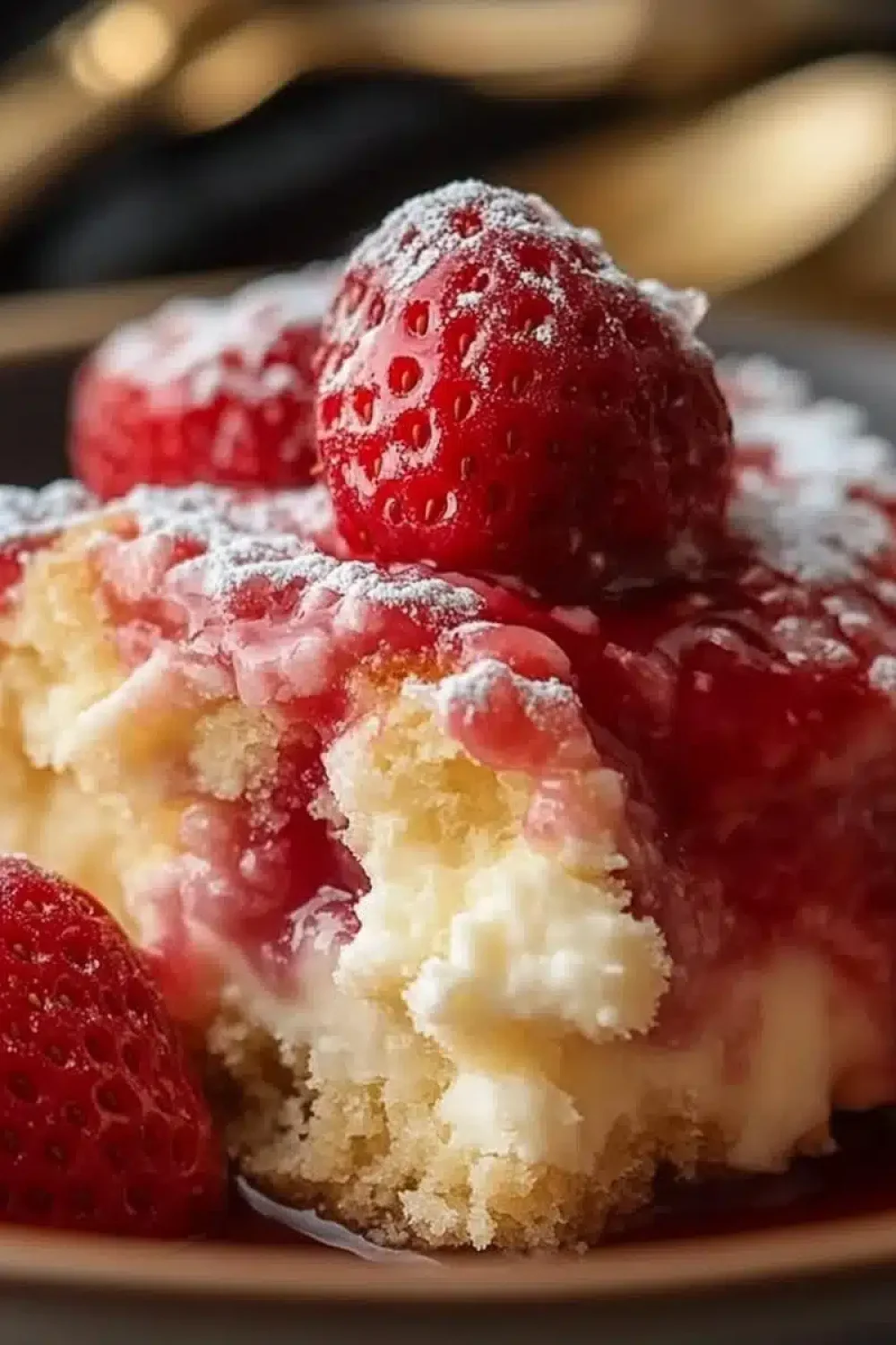 the easiest strawberry cheesecake dump cake