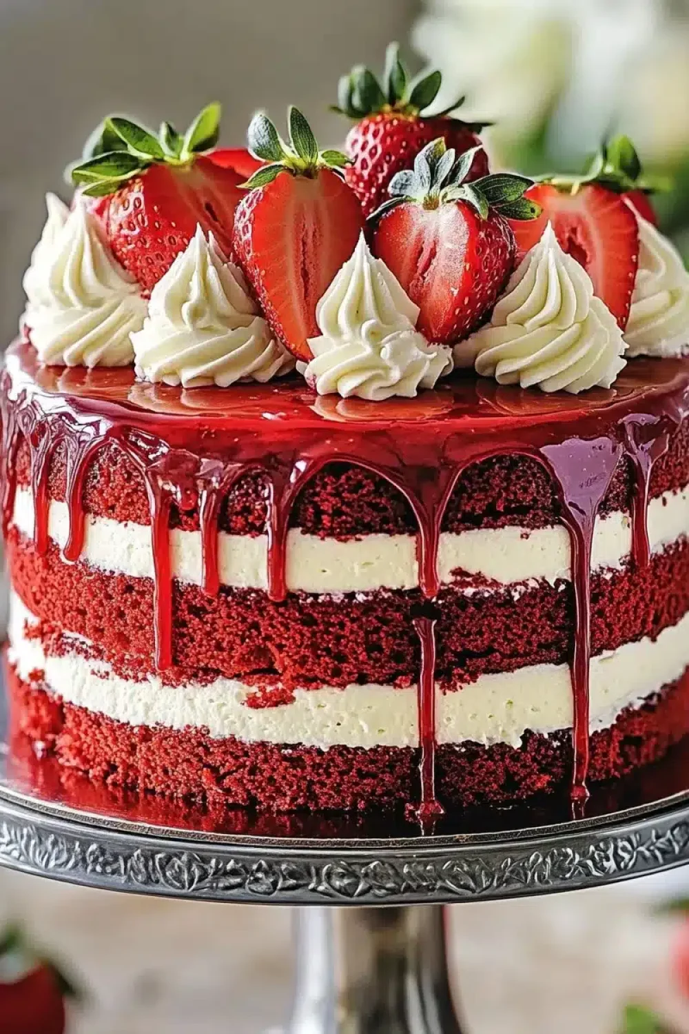 velvet strawberry cheesecake